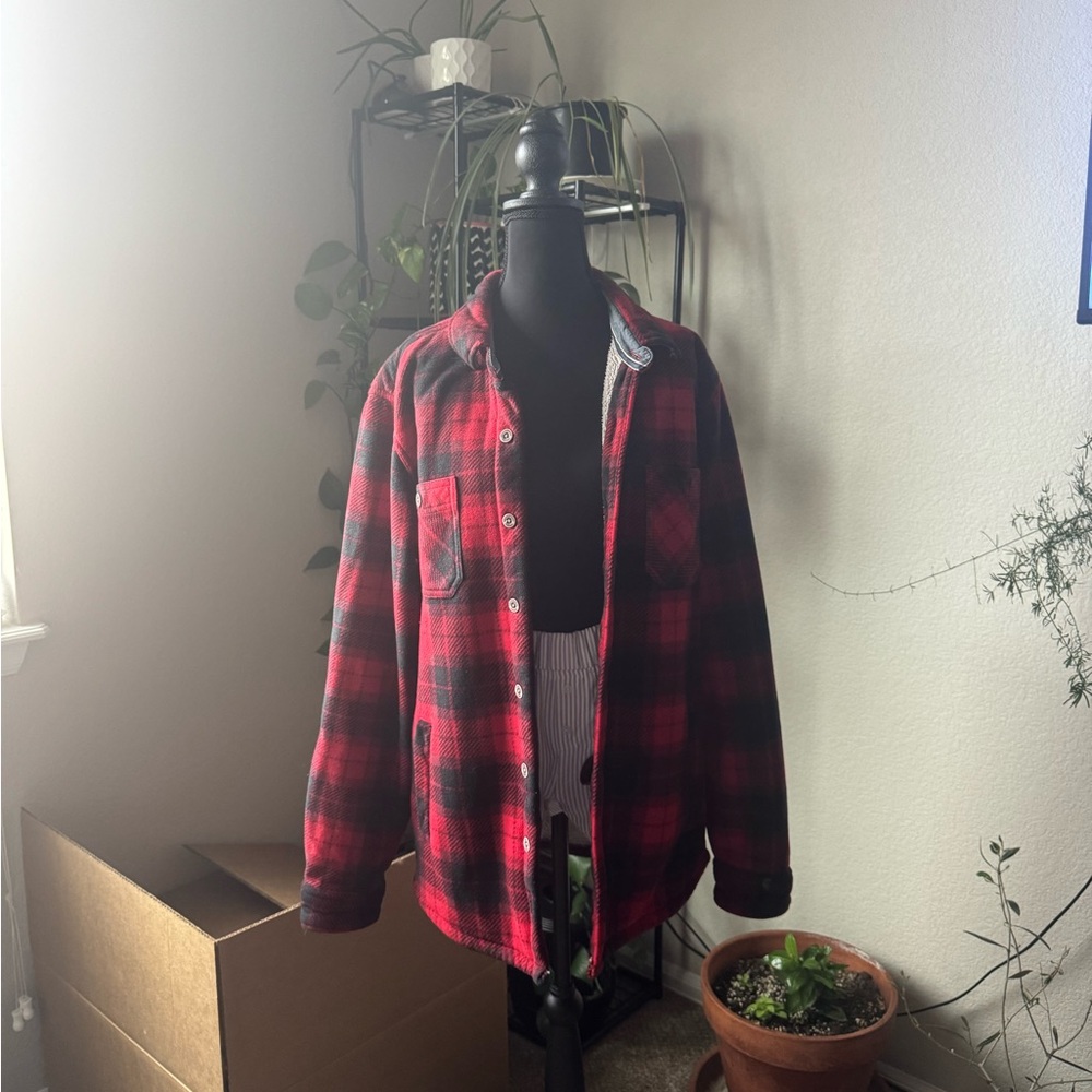 Red and Black Plaid Bomber Jacket